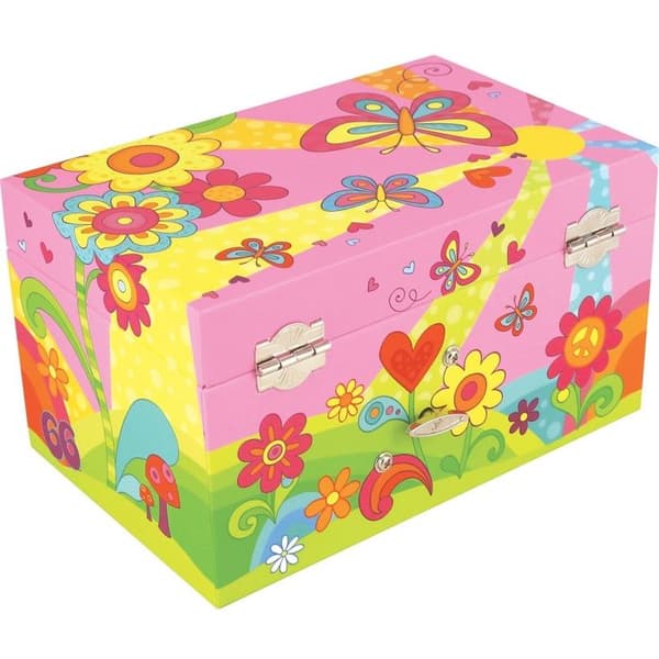 Musikboks - GOKI - Prærien med sommerfugle - Rosa - Karton - Melodi Over the rainbow Ros