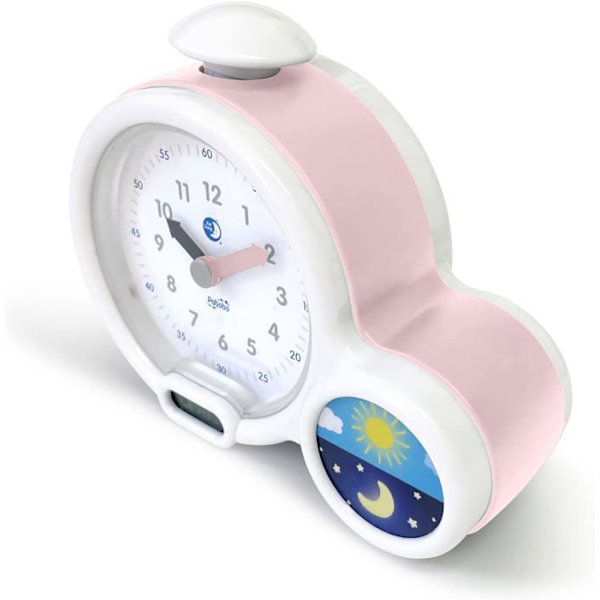 Kid'Sleep - Claessens'Kids - Opettavainen Lasten Herätyskello - Musiikkivalaisin - Päivä/Yö - Vaaleanpunainen rosa och vitt