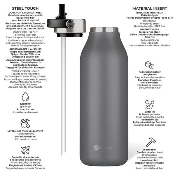 Isoterinen pullo - LES ARTISTES-PARIS - Bottle Up 2.0 - 1.5L - Harmaa GRÅ