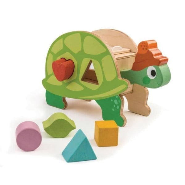 Träpusselspel - Ömma leksaker - Sköldpaddsformad låda - För barn från 3 år och uppåt - Flerfärgad