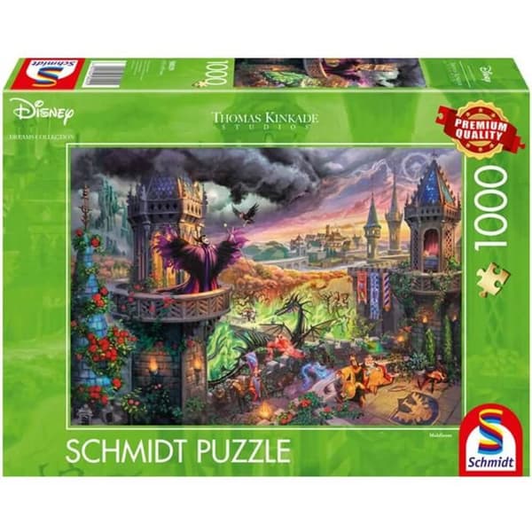 1000 brikker puslespil: Thomas Kinkade: Maleficent, Disney Enfärgad