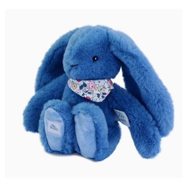 Doudou et Compagnie - Blå Fleurette Kanin Plysdyr 25 cm Blå