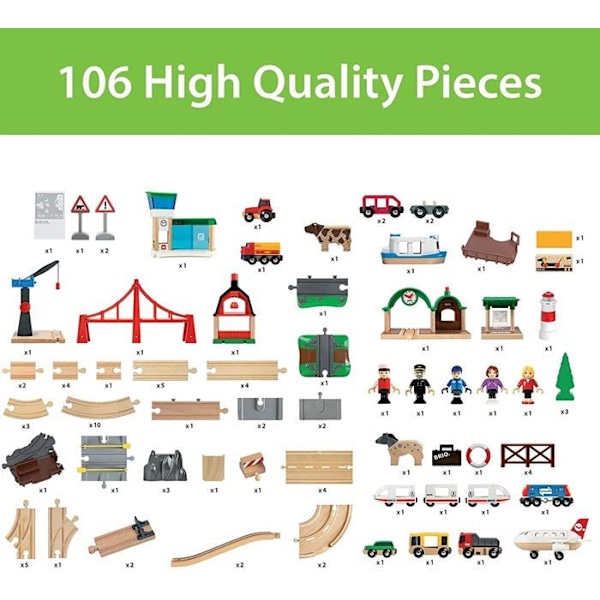 Brio World Circuit - BRIO:n upea maailma - 106 osaa - Puiset junaradat - Ravensburger - Alkaen 3 vuotta - 33766 mångfärgad