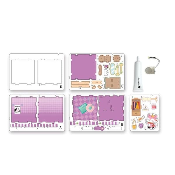 Kreativ sæt - SYCOMORE - Chibi Box Ræv - Indbygget lys - Træ- og plexi-elementer - Fra 8 år Violett