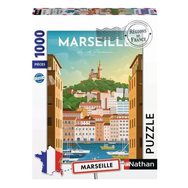 Puslespil 1000 brikker - Plakat Marseille Vit