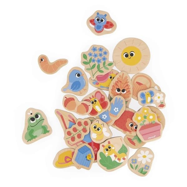 Magnetit - JANOD - Puutarha J09646 - Puu - 24 kappaletta - Puutarha-teema beige