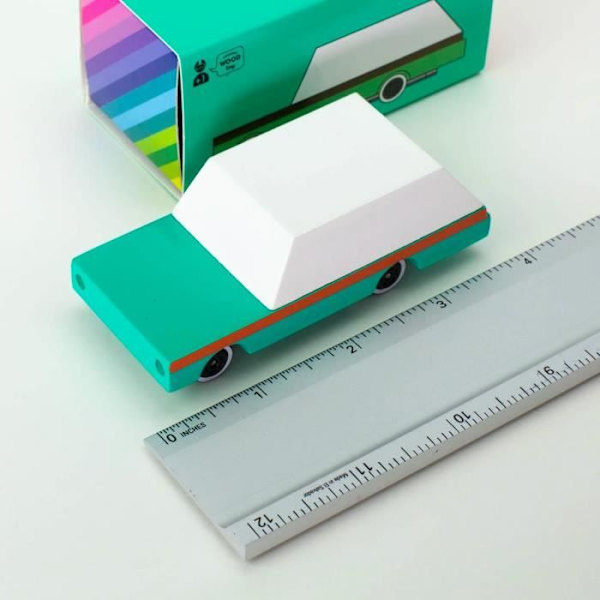 Pienet autot ja retro klassiset mini mallit puusta Candylab Candycar Suunnittelijat lasten ja aikuisten - Teal Wagon CN Blå