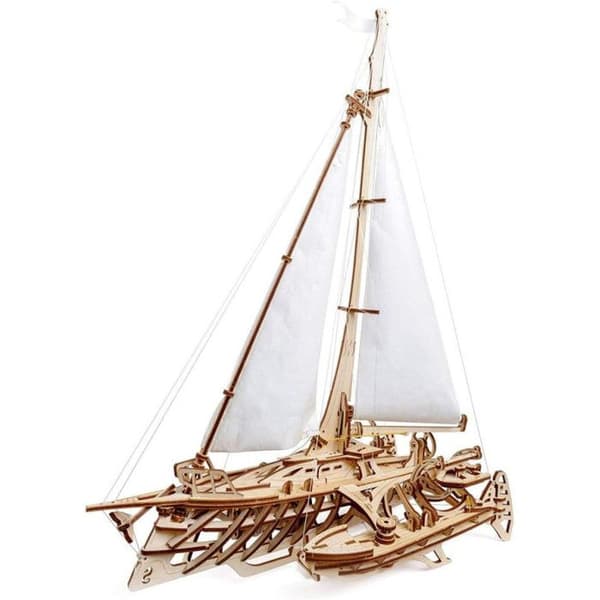 Ugears 3D Puslespil Trimaran Merihobus træskib til modelbygning brun