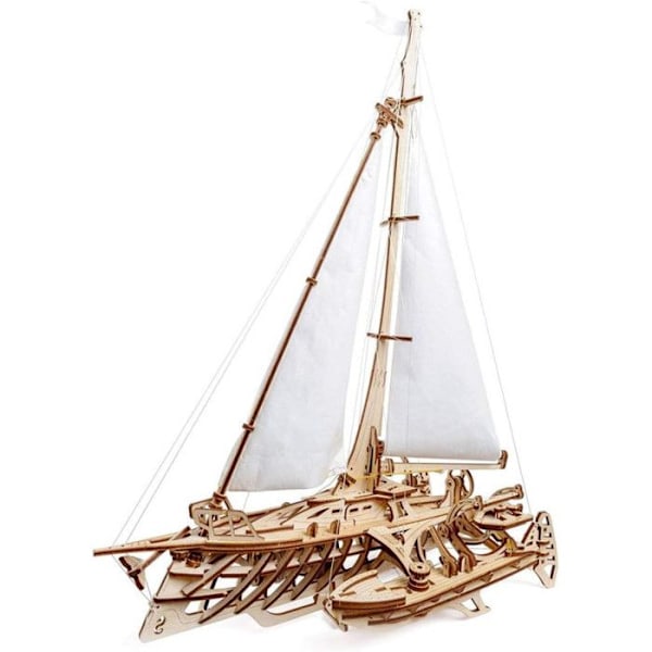 Ugears 3D Puzzle Trimaran Merihobus -puinen laiva mallinrakennukseen kastanj