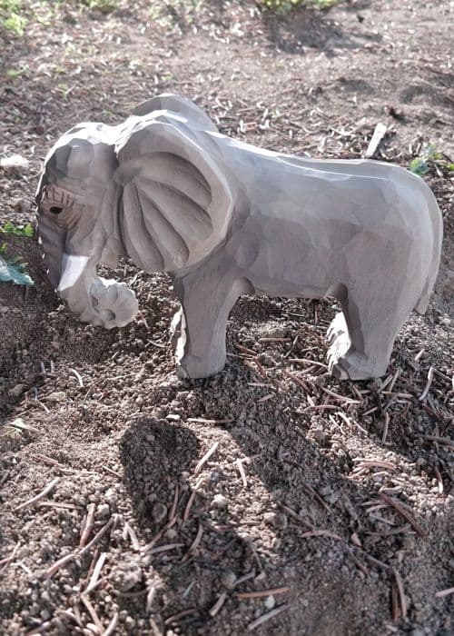Wudimals - Figur Elefant i træ - K-PLAY Grå