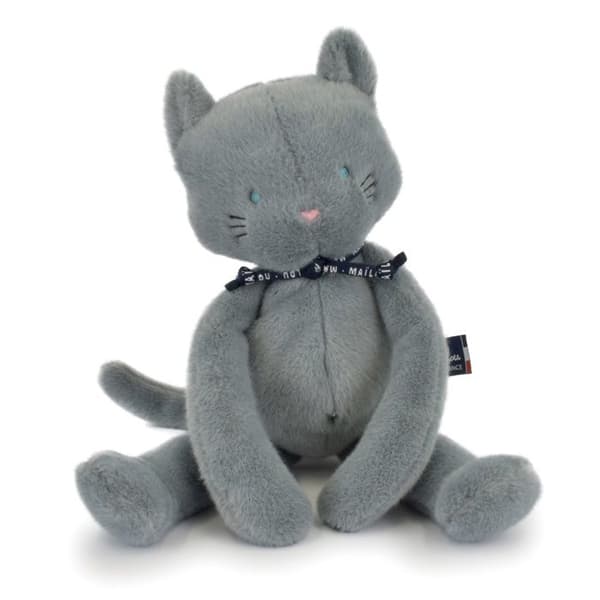 Plyslegetøj - MAÏLOU TRADITION - Kat Méloé - 37 cm - Grå - Håndlavet i Frankrig Grå