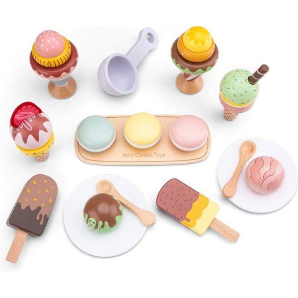 New Classic Toys - Glassset i trä 25 st Vit
