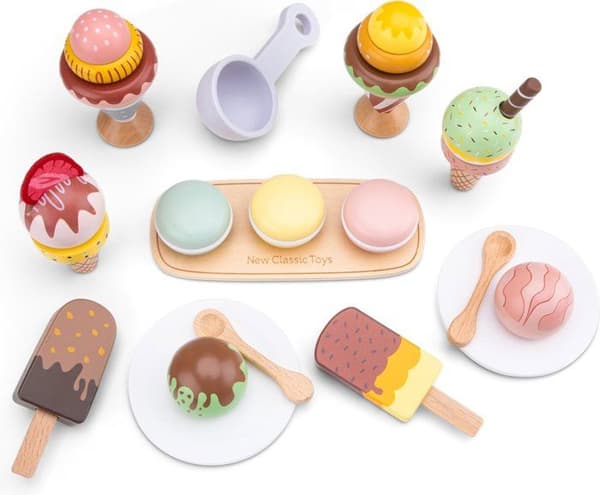Uudet klassikkolelut - Puinen jäätelösarja 25 kpl Vit