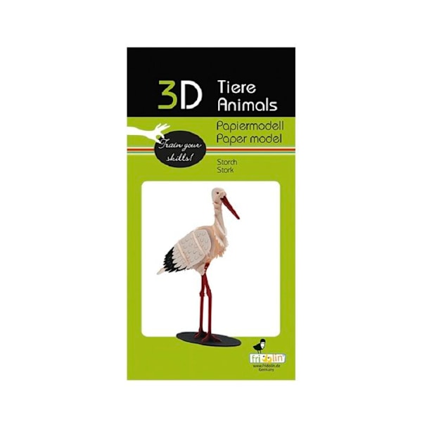 Pappers 3D-modell - Fridolin - Stork - 9x14x4 cm - Kreativ aktivitet - Från 8 år Vit