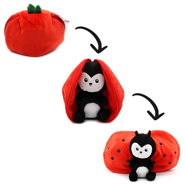 Pehmoeläin - Les Déglingos - Flipetz Leppäkerttu Tomaatti - 2 in 1 - Punainen - 18x10x17 cm Röd