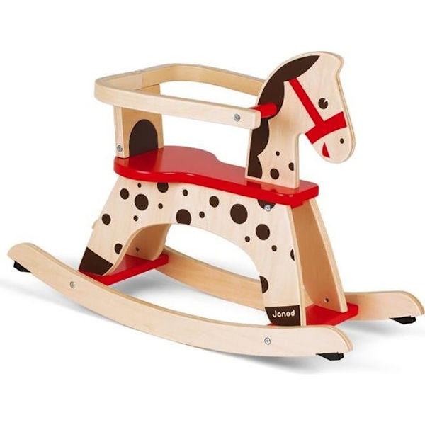 Caramel Wooden Gunghäst - JANOD - Anti-Tilt System - Från 1 år kastanj