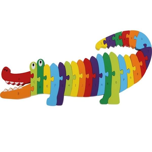 Small Foot - ABC Crocodile Puzzle - pussel, barnspel, träspel - Från 3 år Flerfärgad