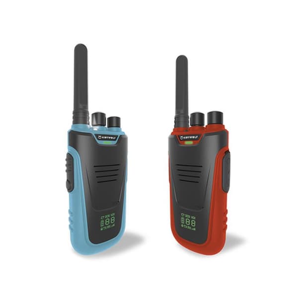 KIDYWOLF KIDYTALK Walkie Talkies til Børn - Sæt af 2 - Rækkevidde op til 6 km - Genopladelig - Blå & Rød - 5+ Blå röd
