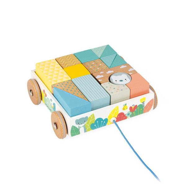 JANOD Pure Walking Cubes Trolley - Från 12 månader Mjuka färger