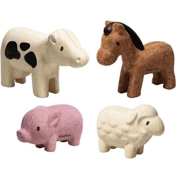 Farmifiguurit - Plan Toys - 4 eläintä sisältyy - Aloittaen 12 kuukaudesta Flerfärgad