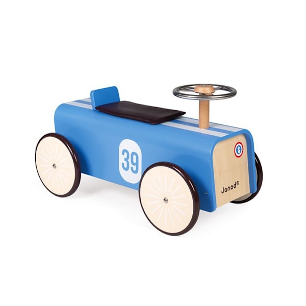 Puiser autolla puusta JANOD - Vintage ja pelkistetty muotoilu - Monisuuntaiset pyörät - Sekä tytöille että pojille - Alkaen 2 vuotta Blå