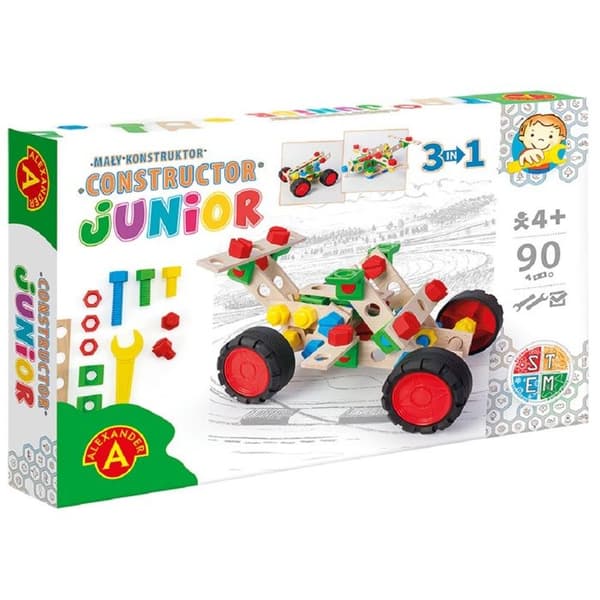 Rakennusleikki - ALEXANDER TOYS - Constructor Junior 3x1 - Buggy - 90 osaa - Pyökki - Alkaen 4 vuotta beige
