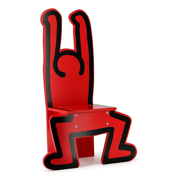 Barnstol - VILAC - Keith Haring röd - Massivt trä - Modern design Röd