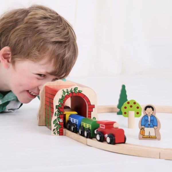 Punatiilinen tunneli - Bigjigs Rail - Punatiilinen tunnelimalli - Puu - Sekalaiset - 3-vuotiaat ja sitä vanhemmat Flerfärgad