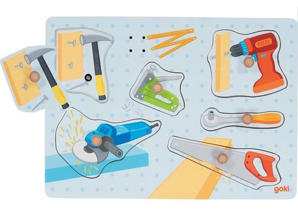 Goki - Lydpuzzle med indsatser værktøjer - GOLLNEST & KIESEL Blå