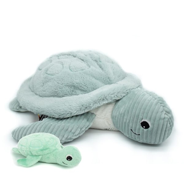 Peluche - Les Déglingos - Sauvenou - Jättesköldpadda - Baby ingår - 50 cm - Mintgrön Grön