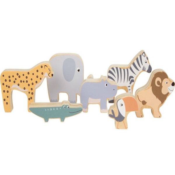 Stapelleksak - Small Foot - Safari Junior - 7 figurer i trä - Flerfärgad - För spädbarn mångfärgad