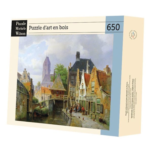 Handklippt träpussel - MICHELE WILSON PUZZLE - View of Oudewater - 650 bitar Flerfärgad