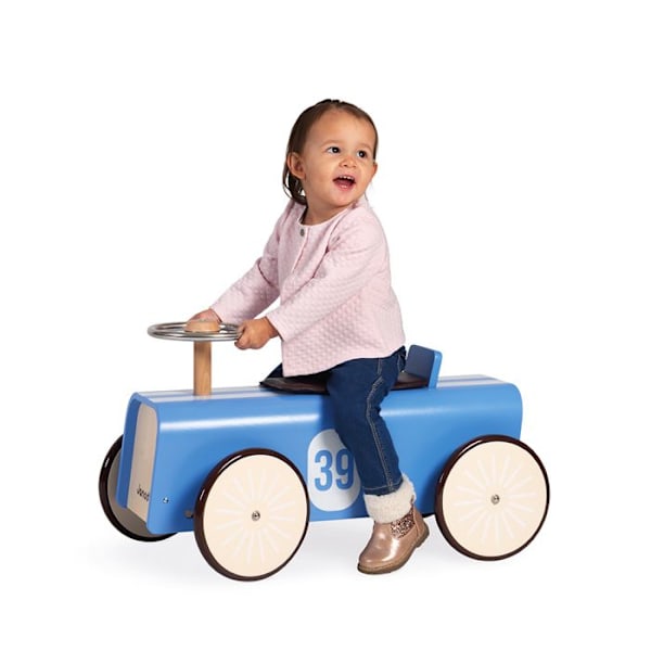 JANOD bilhållare i trä - Vintage och raffinerad design - Flervägshjul - Blandat - Från 2 år Blå