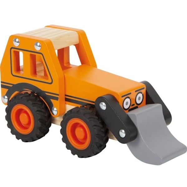 Träleksak - Small foot company - Orange grävmaskin - 100% FSC - Gummihjul - För spädbarn 12 månader+ Orange