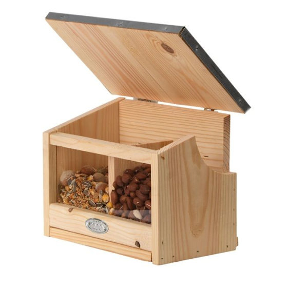 Dubbel ekorrmatare - L 17,6 x b 25,3 x H 18,7 cm - Trä kastanj