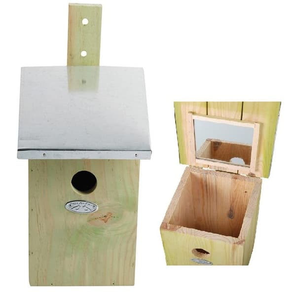 Fuglehuse med spejl Esschert Design NKY Vit