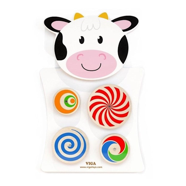 Väggleksak - Viga Toys - Väggaktivitetspanel Ko - Trä - 12 månader - Inomhus Vit