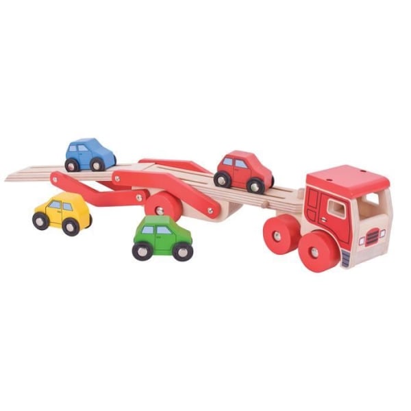Toy - BigJigs Toys - Trätransportbil - För barn från 3 år och uppåt - Ljusa färger
