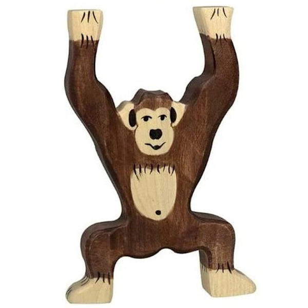HOLZTIGER - 80169 - FIGUURI - SIMPANSSI, SEISOVA Brunt, beige och svart