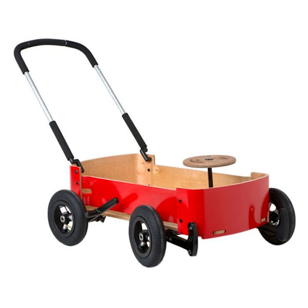 Wagon Wishbone 3 in 1 trävagn - WISHBONE - För barn från 12 månader och uppåt - Röd, brun och svart Röd, brun och svart