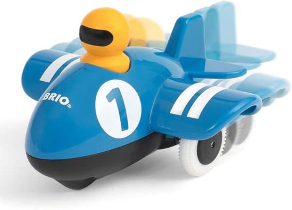 BRIO trælegetøj - Push & Go fly - Blå - Til børn fra 12 måneder og op Blå