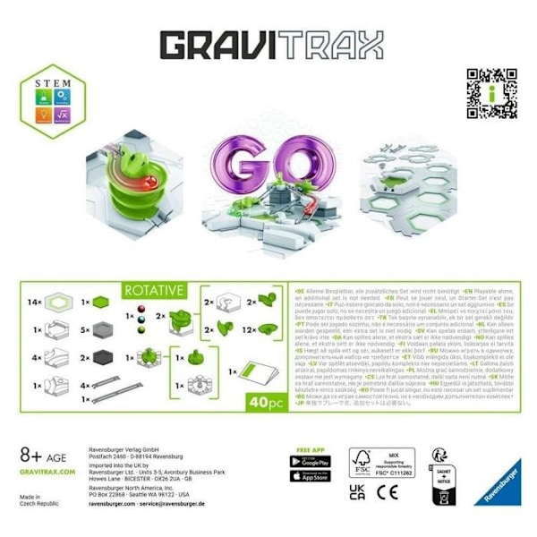 Byggset - Ravensburger - Gravitrax - Roterande - 40 bitar - För barn från 8 år och uppåt Vit