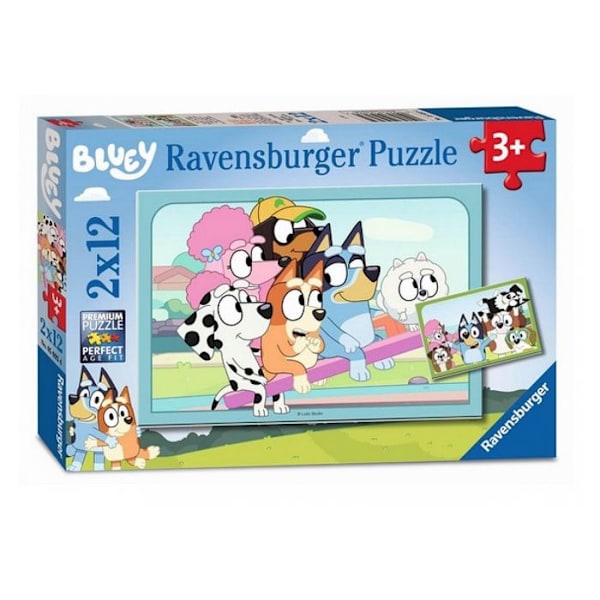 Pussel 2 x 12 bitar: Ha kul med Bluey Flerfärgad