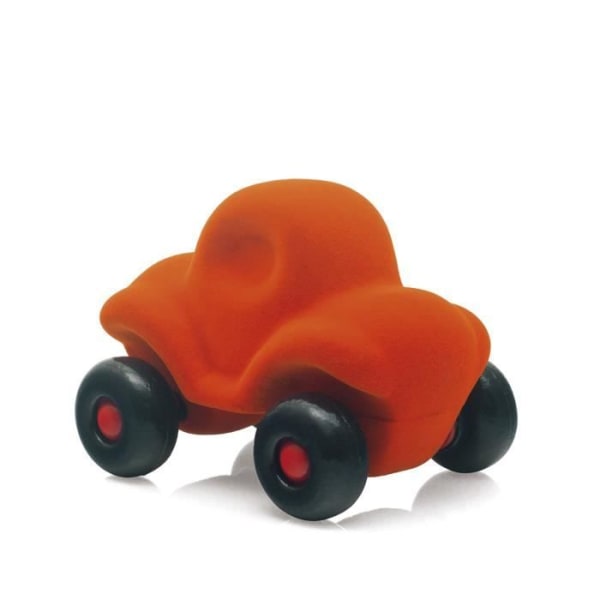 Rubbabu orange naturgummibil - MILJÖVÄNLIG leksak för barn från 12 månader och uppåt