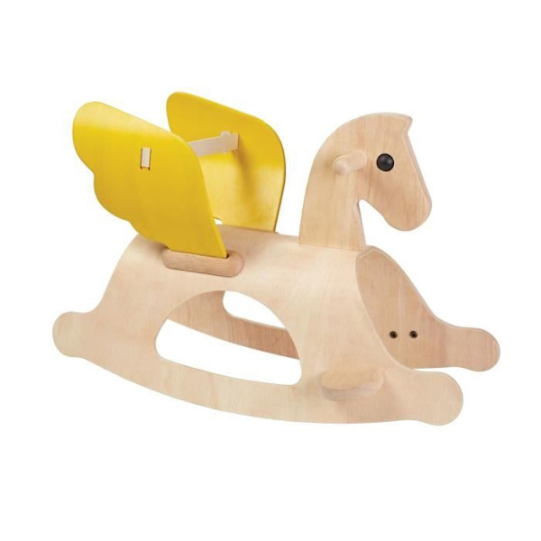Pegasus gungspel i trä - PLANLEKSAKER - Blandat - 32 x 63 x 43,5 cm - Från 12 månader Trä, gul