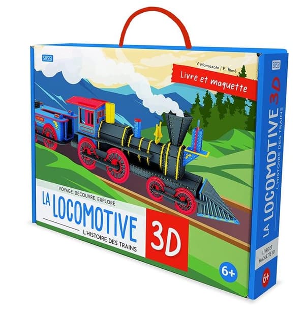 Bogsæt og model - 3D Lokomotiv (Rejs, opdag, udforsk) - Model at samle - Bog om tog - 6+ år