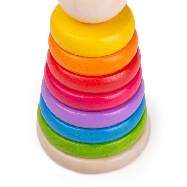 Bigjigs Toys My First Wooden Rainbow Stacker - Staplingsringar Beige
