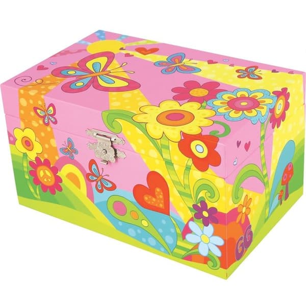 Musikboks - GOKI - Prærien med sommerfugle - Rosa - Karton - Melodi Over the rainbow Ros