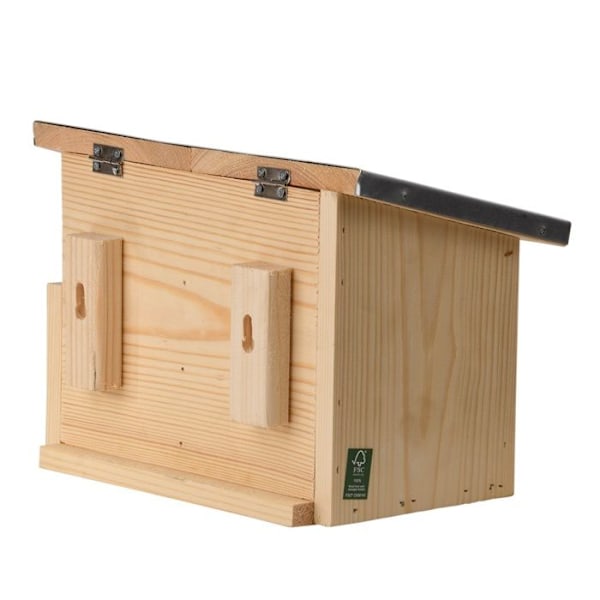 Dubbel ekorrmatare - L 17,6 x b 25,3 x H 18,7 cm - Trä kastanj