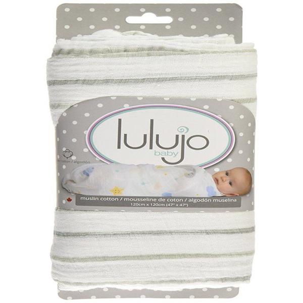 Lulujo - Pitkä musliini - Harmaat raidat - ELEMENTIT LAPSILLE Grå